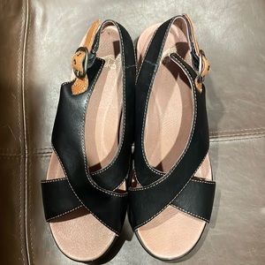 Dansko black and tan sandals size 40